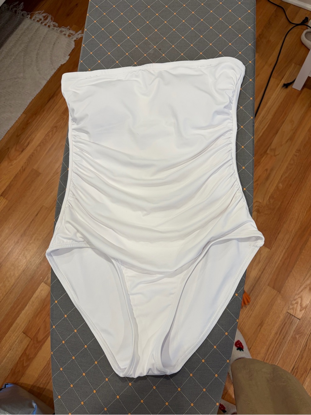 White Strapless Ruched One-Piece Swimsuit - Women